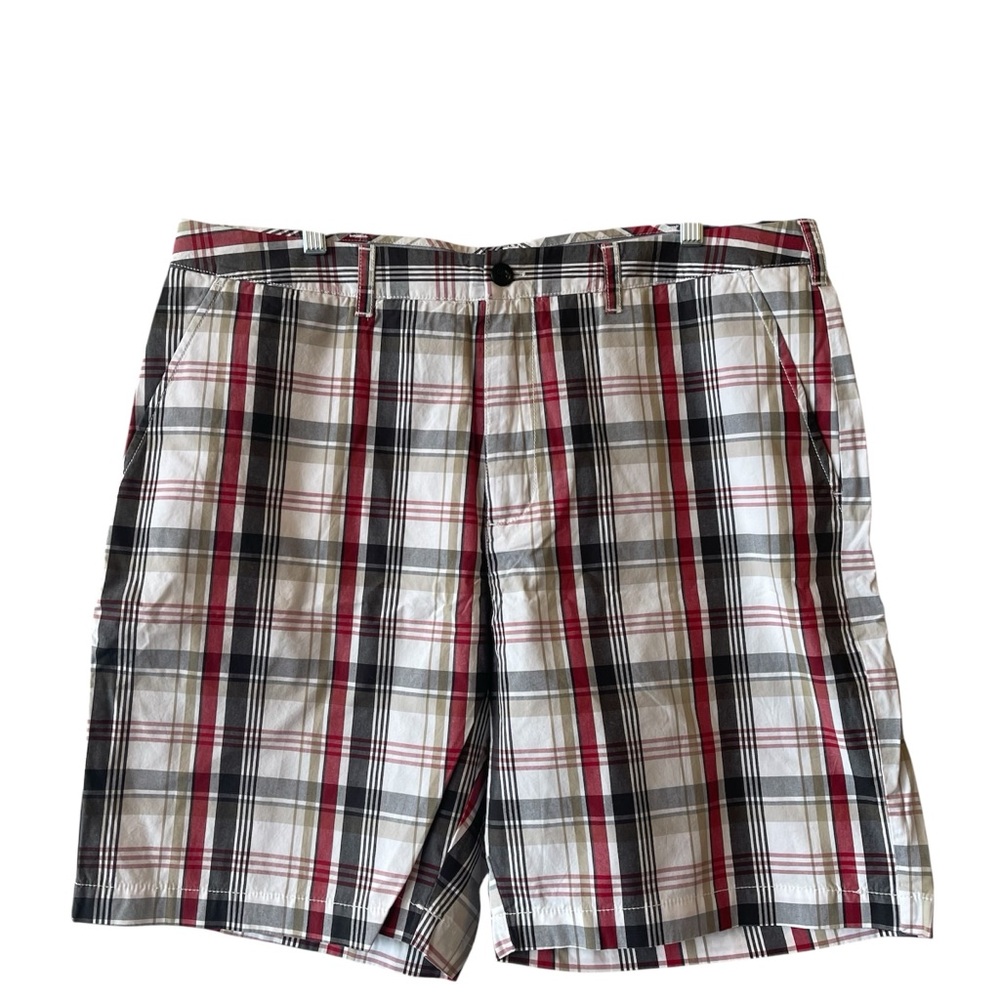 Croft & Barrow 100% Cotton Relaxed Fit Lightweight Garnet Plaid Shorts 38 NWT